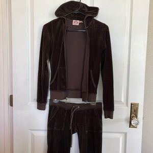 Authentic Juicy Couture velvet dark brown jumpsuit
